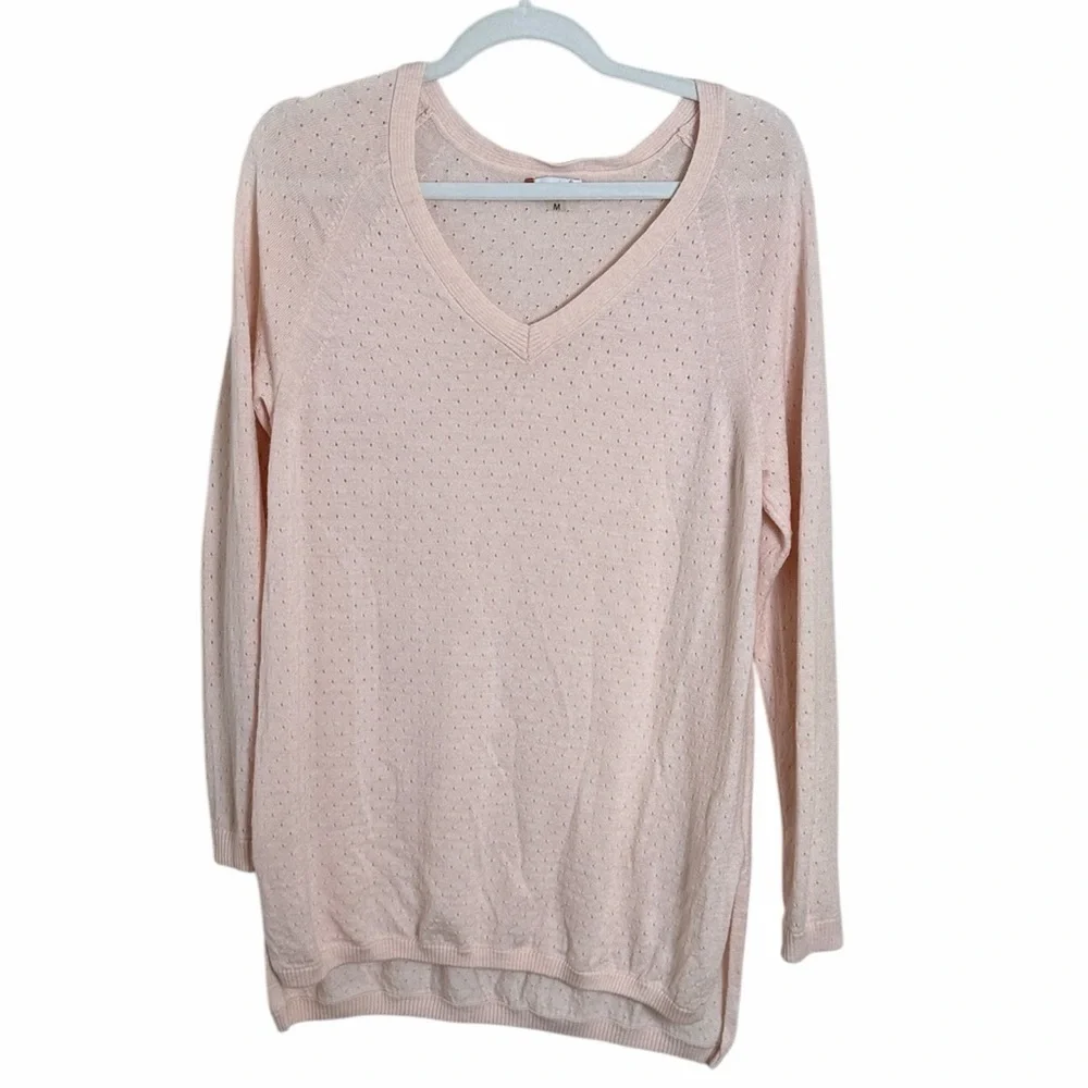 Smartwool Pastel Pink V Neck Wool Blend Sweater Size Medium